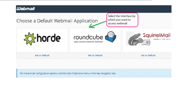 Application selection for webmail