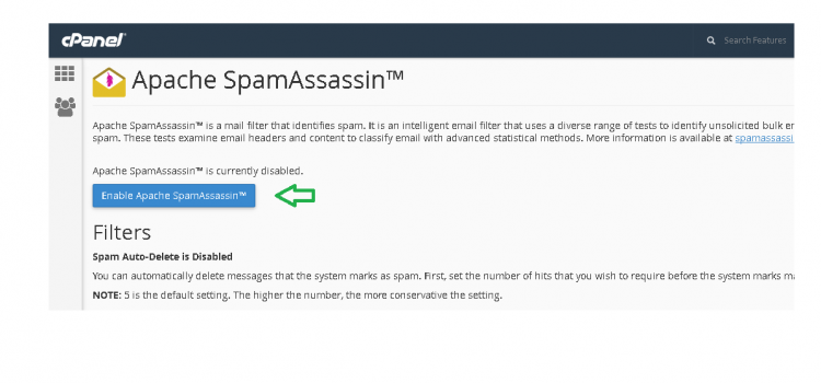Click on enable SpamAssassin