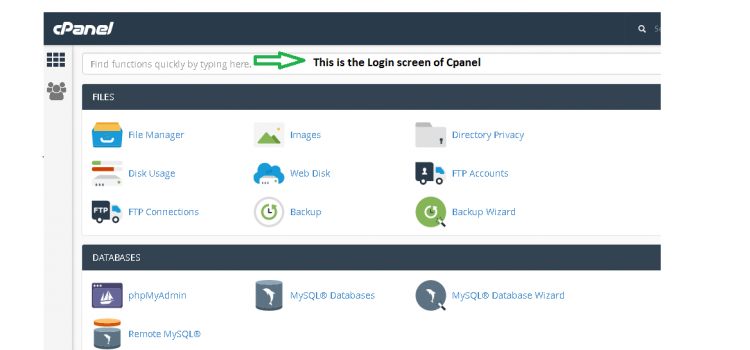 login Interface of Cpanel