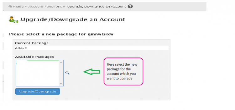Select the package to upgrade