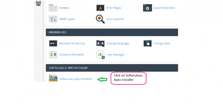 Click on Softaculous